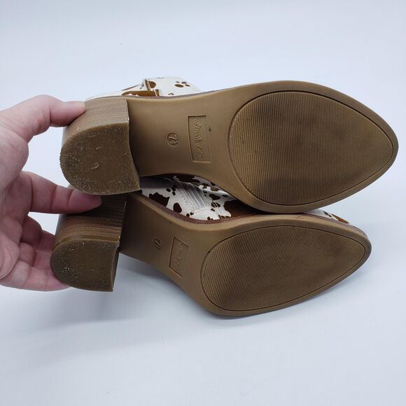 Altar'd State Boots Women US 7.5 Brown White Cow Print Ankle Zip Block Heel - Picture 8 of 13